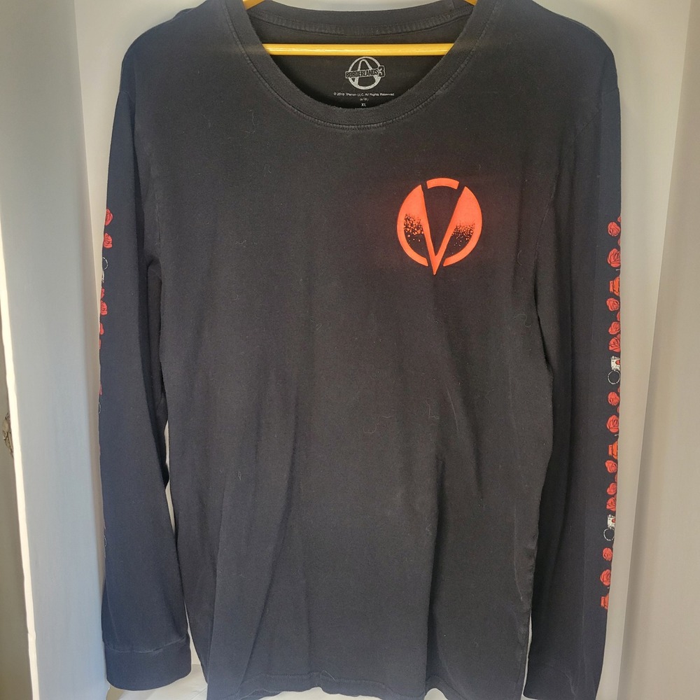 Borderlands 3 Long Sleeve Graphic Shirt XL Black Vault Logo Psycho Roses Mens